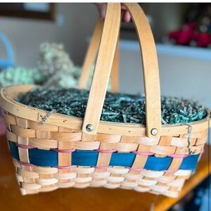 Easter basket with handles multi toned sturdy/ picnic basket